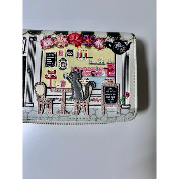 Vendula London The Biscuit Shop Zippered Wallet Cat Tea Coffee Vegan Leather - Picture 3 of 9